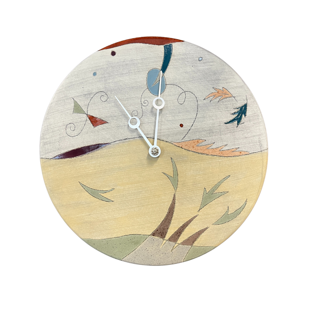 Janna Ugone & Co Ceramic Wall Clock in Amber Landscape