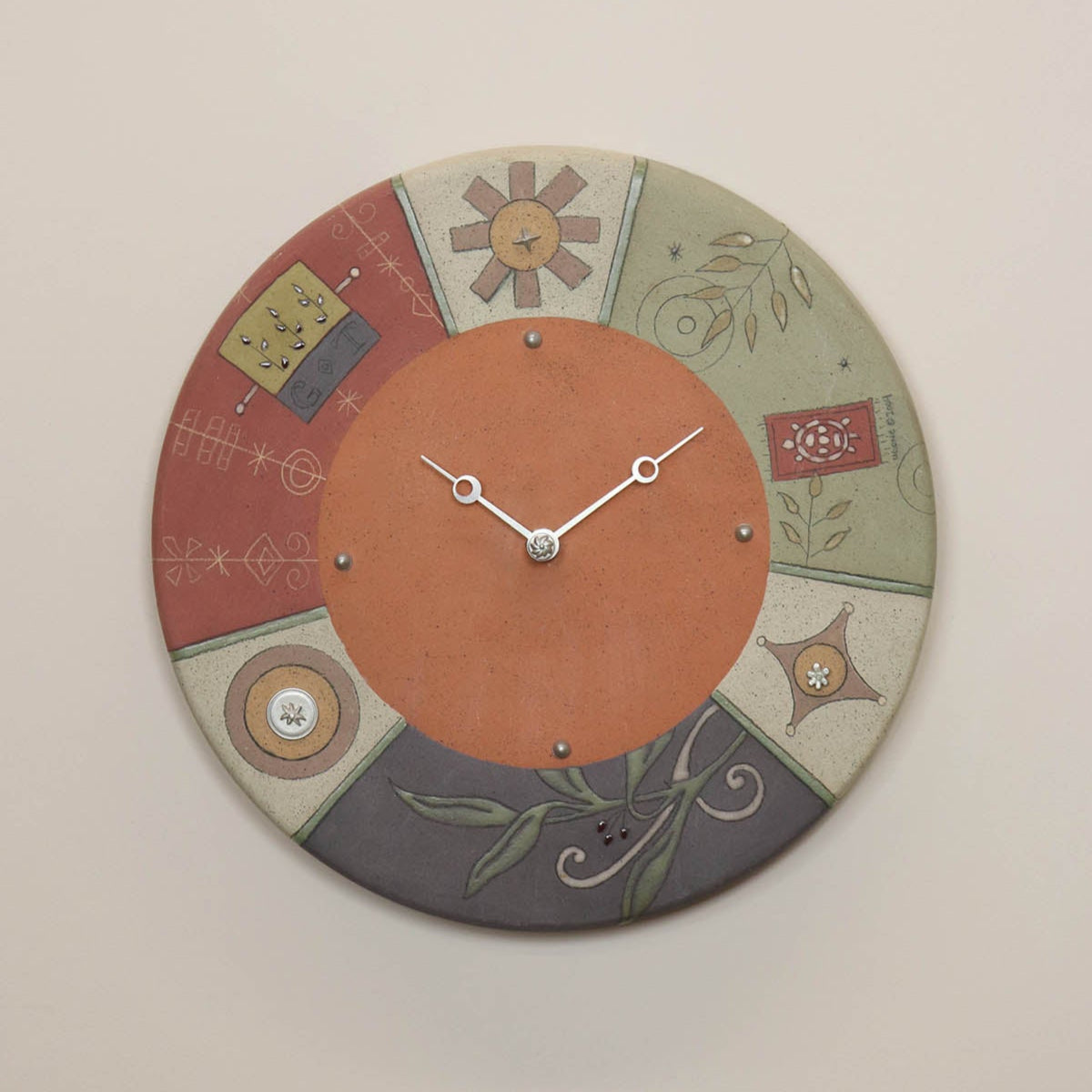 Janna Ugone & Co Ceramic Wall Clock in Norfolk Border in Spice