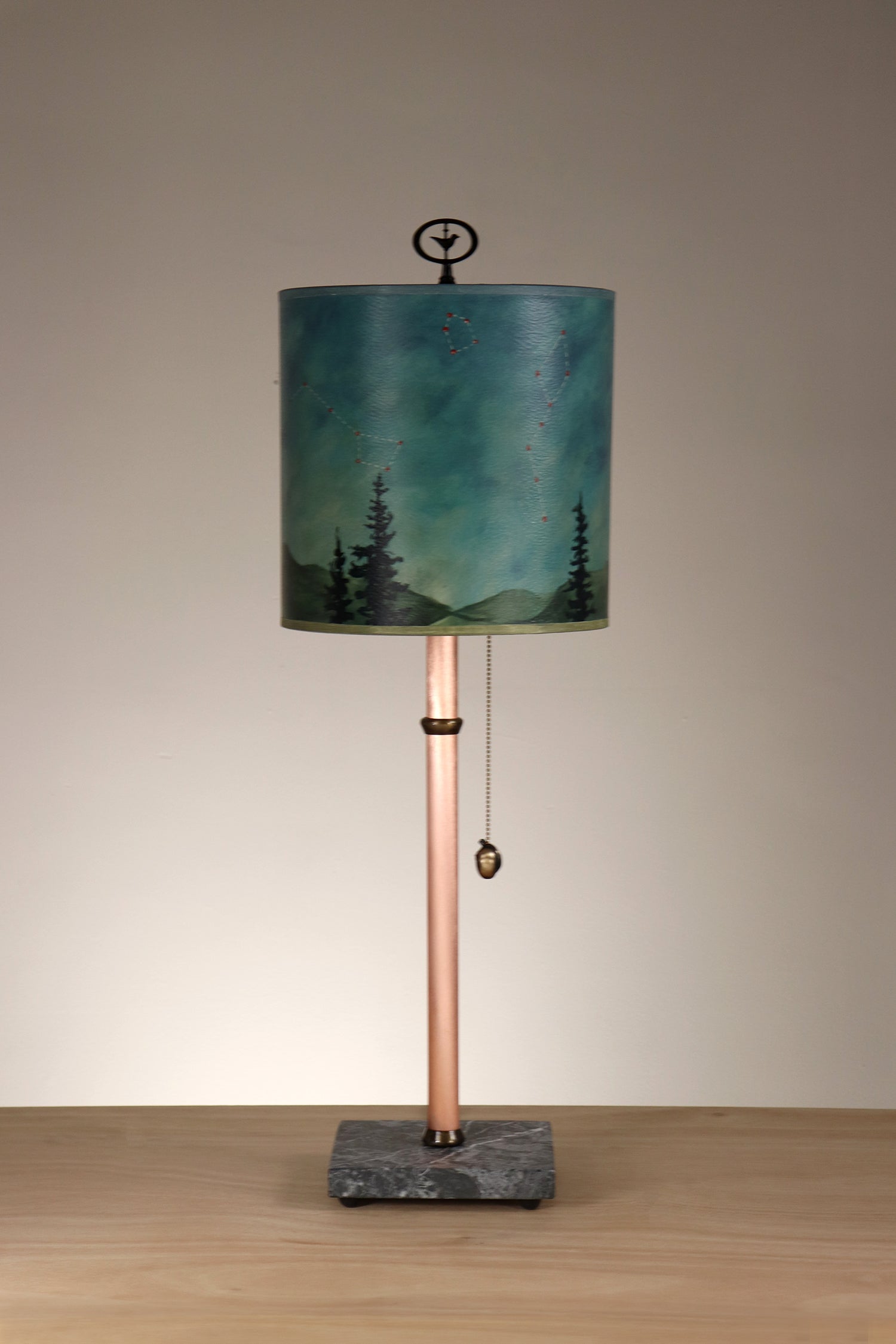 Janna Ugone & Co Table Lamps Copper & Bronze Table Lamp with Medium Drum Shade in Midnight Sky