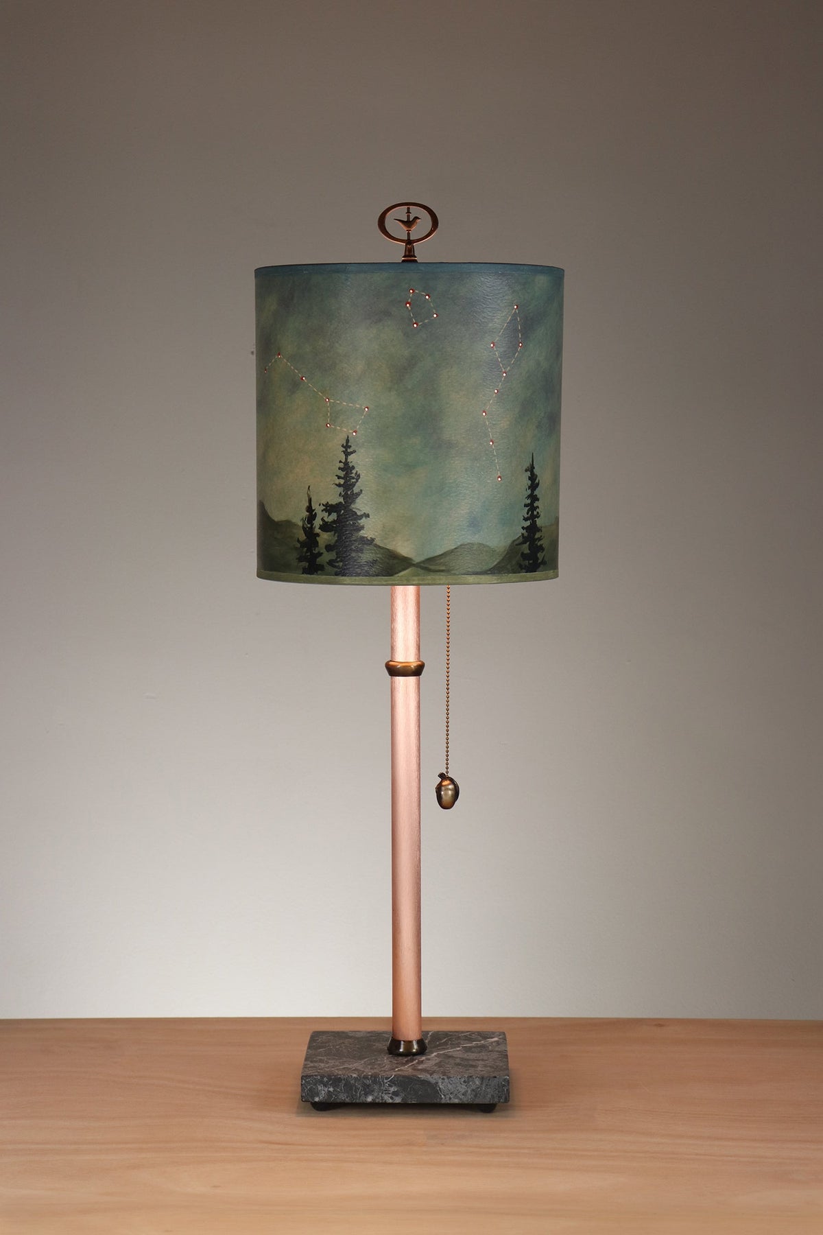 Janna Ugone &amp; Co Table Lamps Copper &amp; Bronze Table Lamp with Medium Drum Shade in Midnight Sky