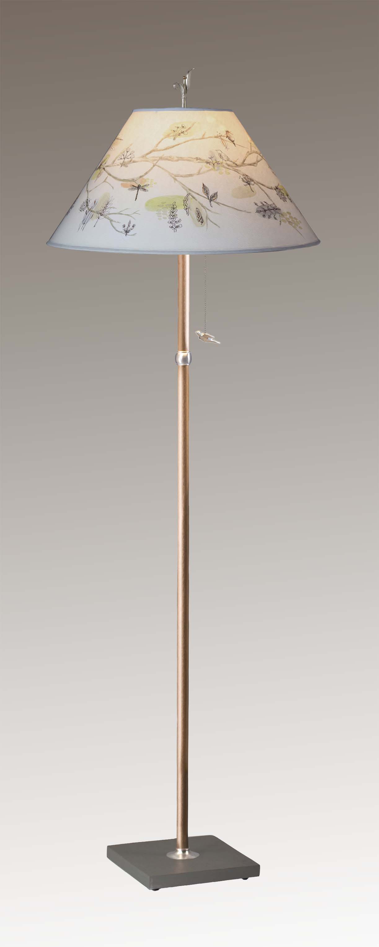 Janna Ugone & Co Floor Lamps Copper Floor Lamp with Large Conical Shade in Artful Branch