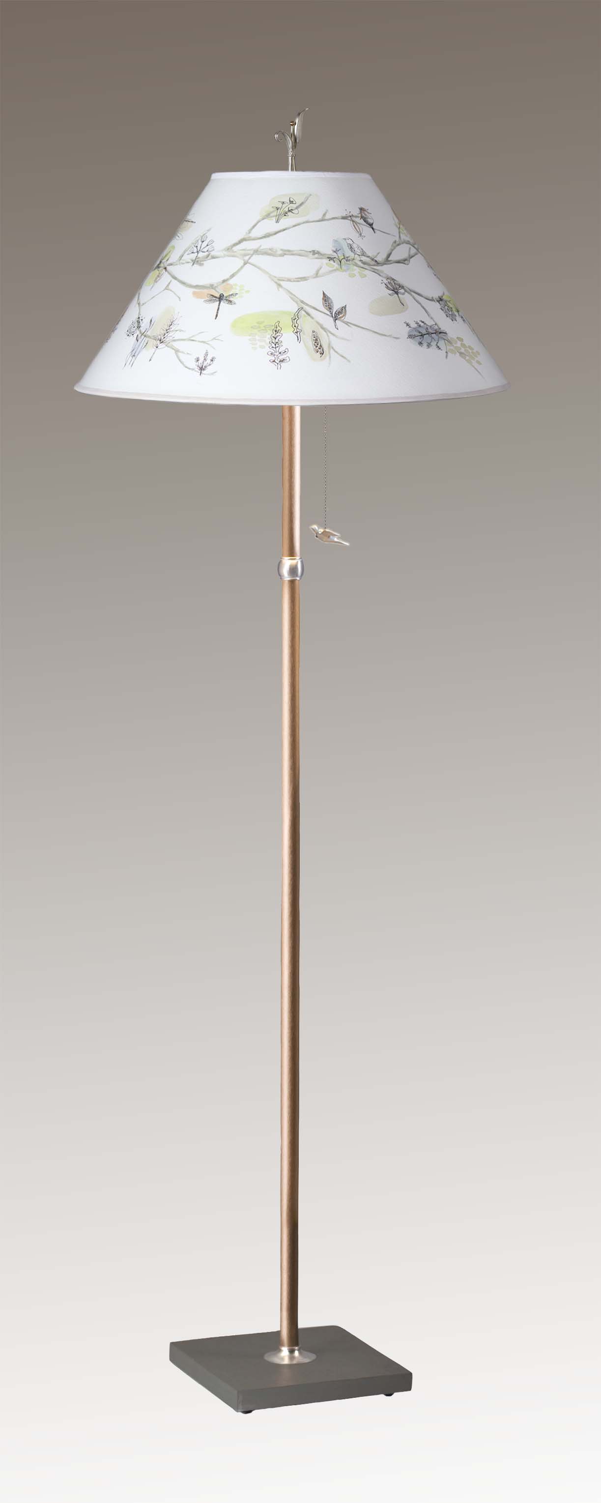 Janna Ugone & Co Floor Lamps Copper Floor Lamp with Large Conical Shade in Artful Branch
