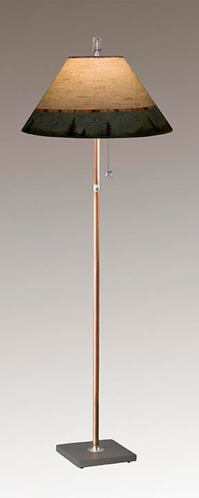 Janna Ugone & Co Floor Lamp Copper Floor Lamp with Large Conical Shade in Birch Midnight