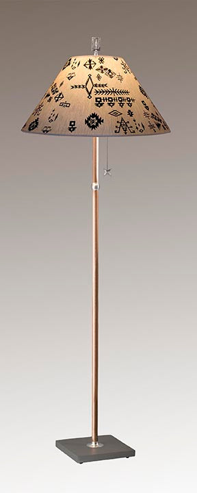 Janna Ugone &amp; Co Floor Lamp Copper Floor Lamp with Large Conical Shade in Blanket Sketches