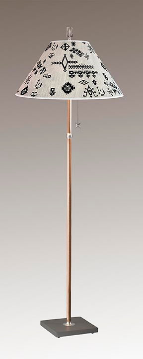Janna Ugone &amp; Co Floor Lamp Copper Floor Lamp with Large Conical Shade in Blanket Sketches