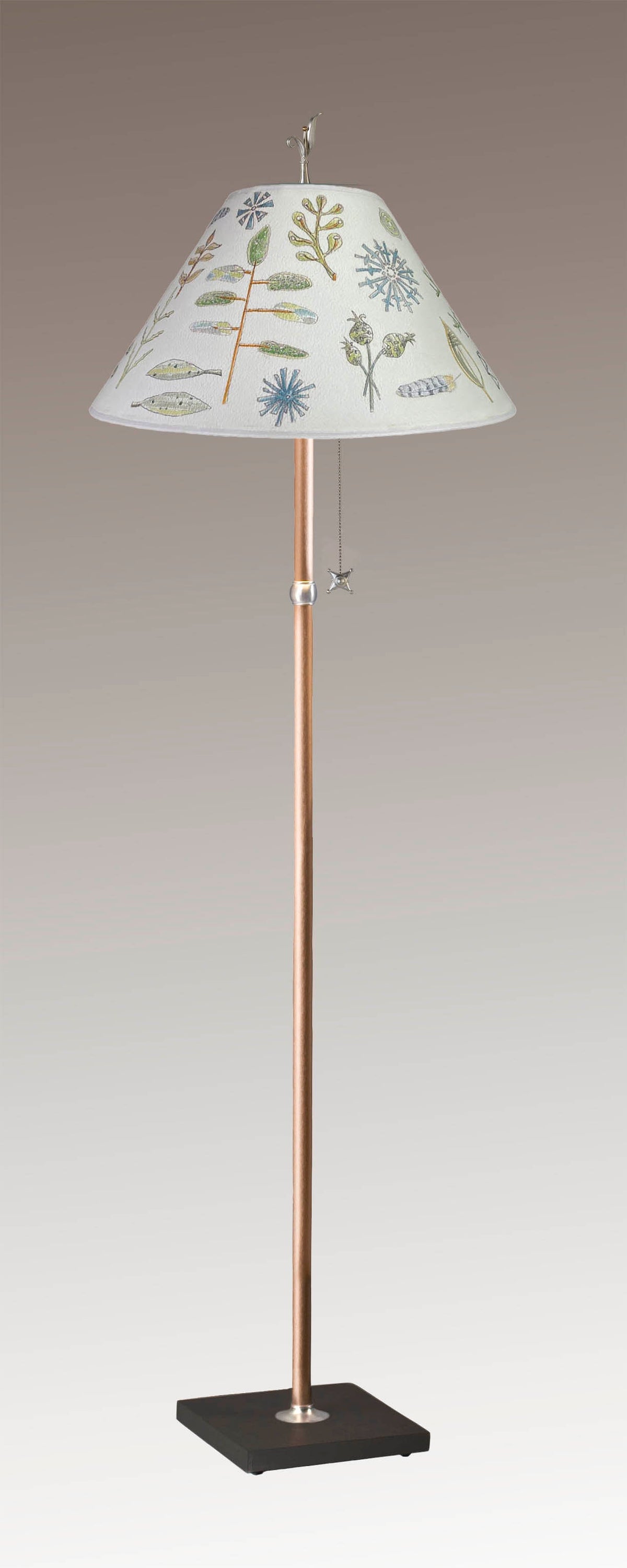 Janna Ugone &amp; Co Floor Lamp Copper Floor Lamp with Large Conical Shade in Field Chart