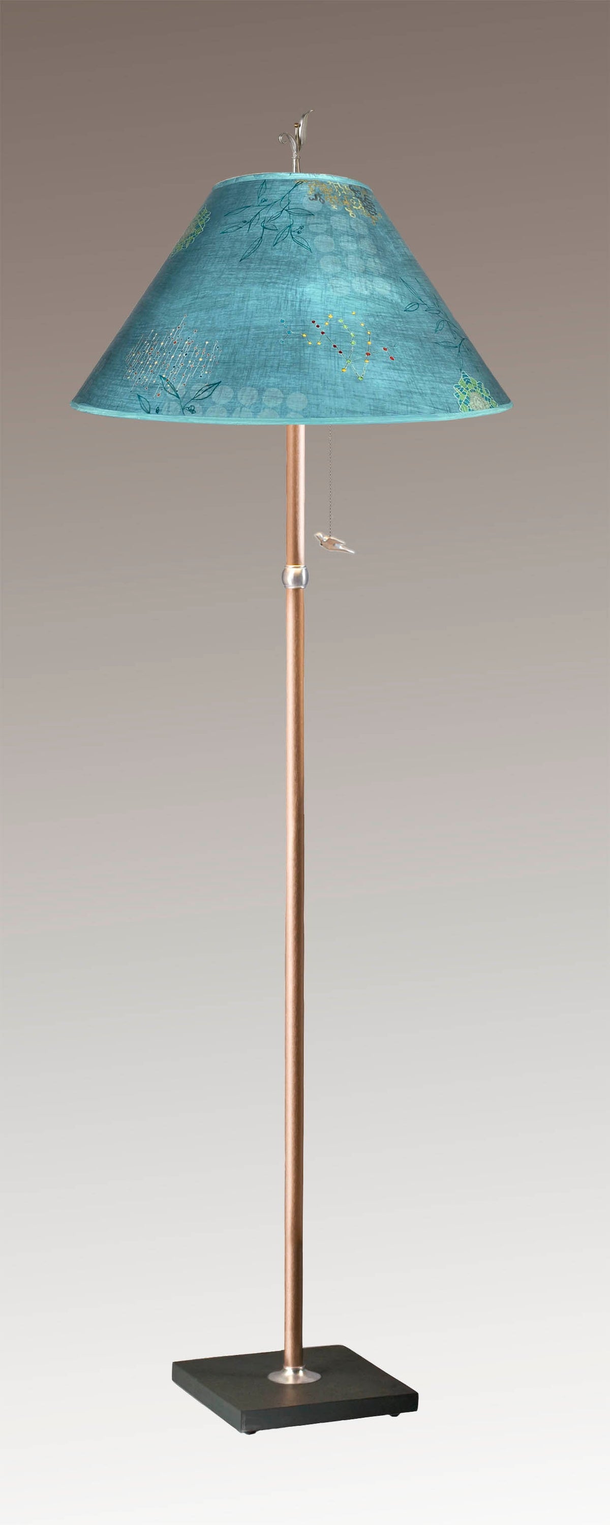 Janna Ugone &amp; Co Floor Lamp Copper Floor Lamp with Large Conical Shade in Journeys in Jasper