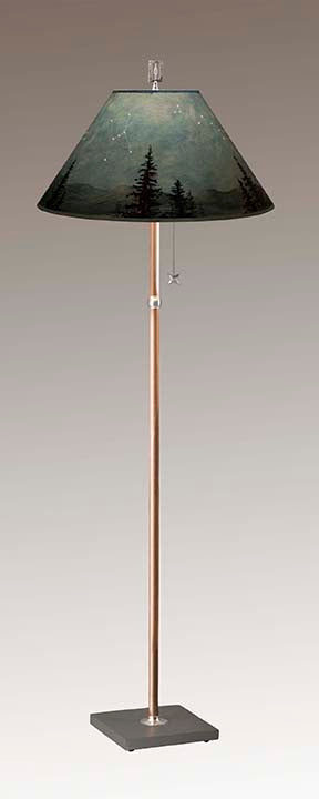 Janna Ugone & Co Floor Lamp Copper Floor Lamp with Large Conical Shade in Midnight Sky