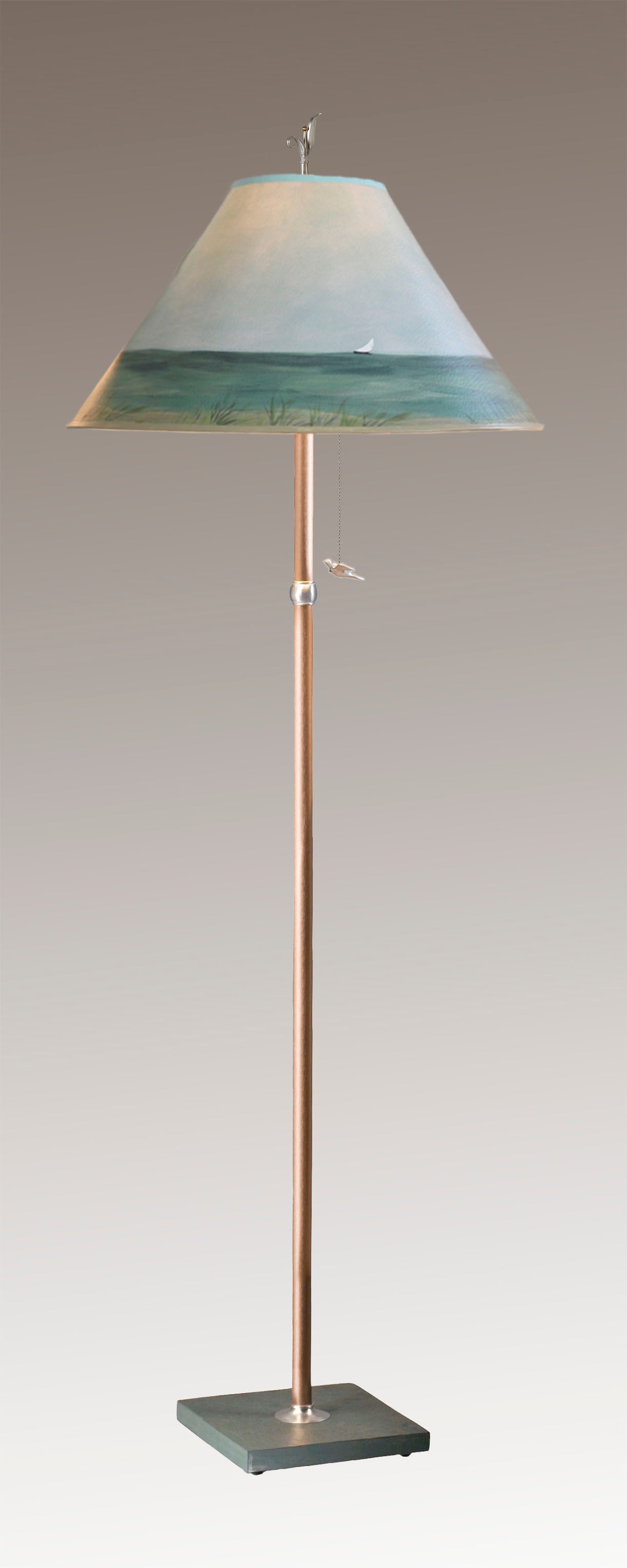 Janna Ugone & Co Floor Lamps Copper Floor Lamp with Large Conical Shade in Shore