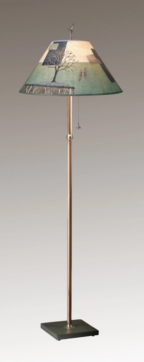 Copper Floor Lamp with Large Conical Shade in Wander in Field