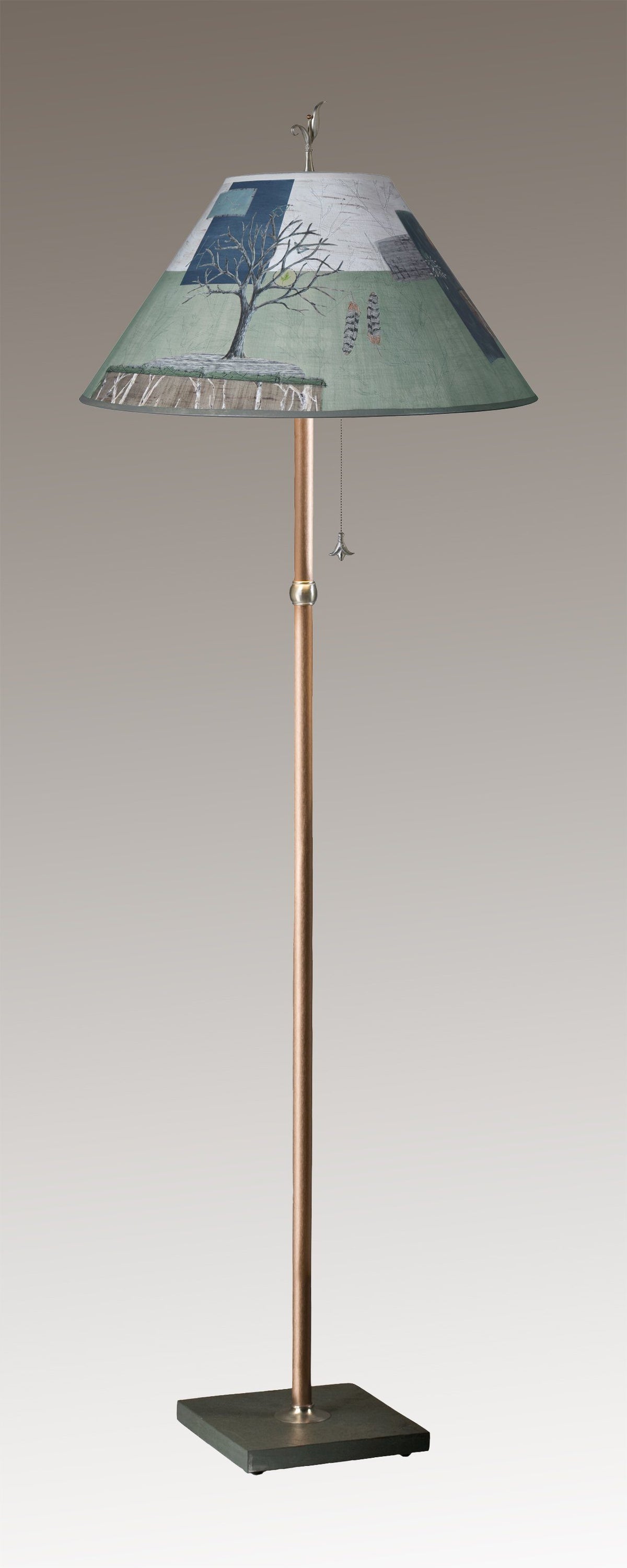 Copper Floor Lamp with Large Conical Shade in Wander in Field