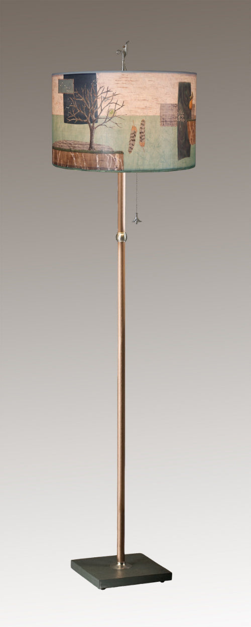 Janna Ugone & Co Floor Lamps Copper Floor Lamp with Large Drum Lampshade in Wander in Field