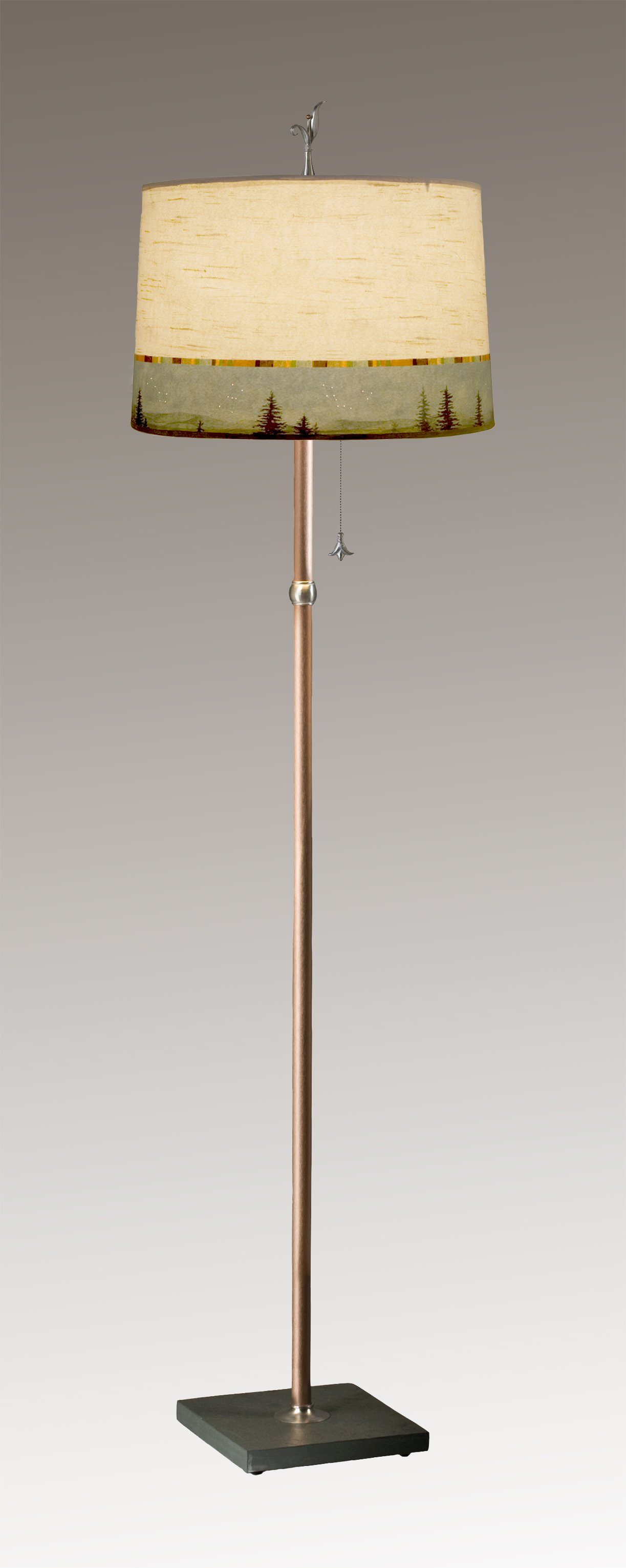 Janna Ugone & Co Floor Lamps Copper Floor Lamp with Large Drum Shade in Birch Midnight