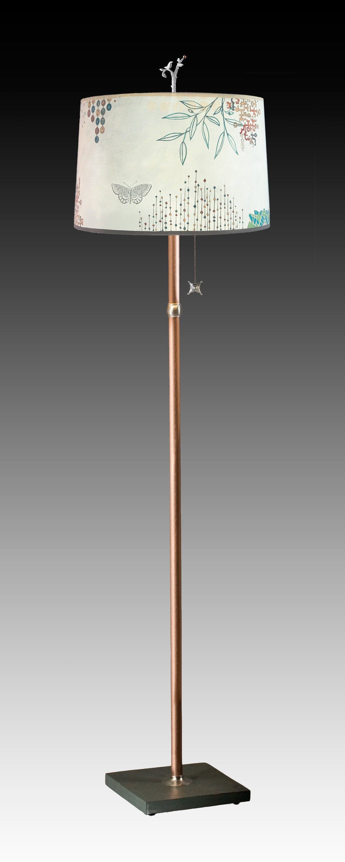 Copper Floor Lamp with Large Drum Shade in Ecru Journey - Janna Ugone & Co