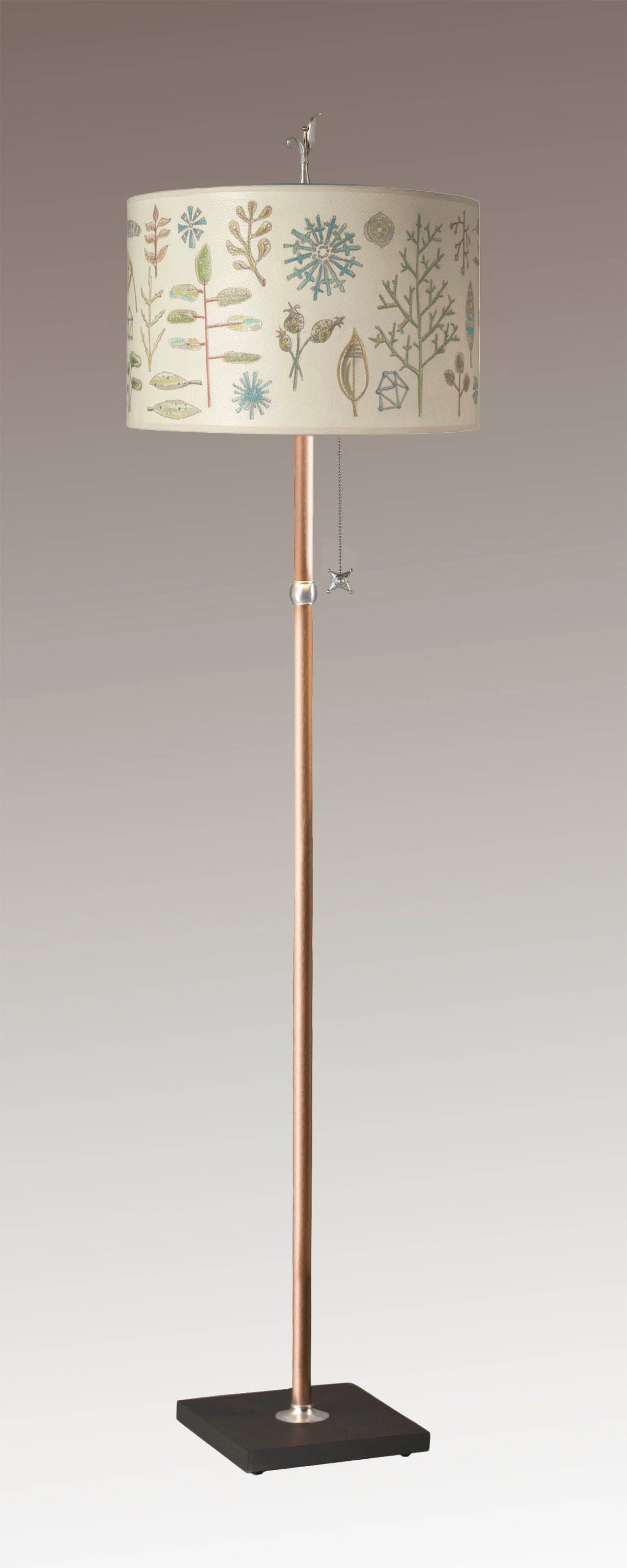 Janna Ugone &amp; Co Floor Lamp Copper Floor Lamp with Large Drum Shade in Field Chart