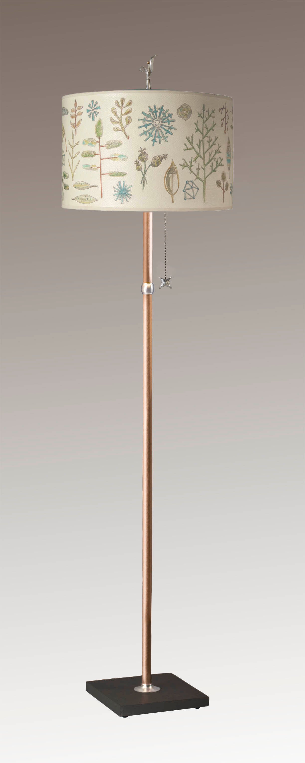 Janna Ugone & Co Floor Lamp Copper Floor Lamp with Large Drum Shade in Field Chart