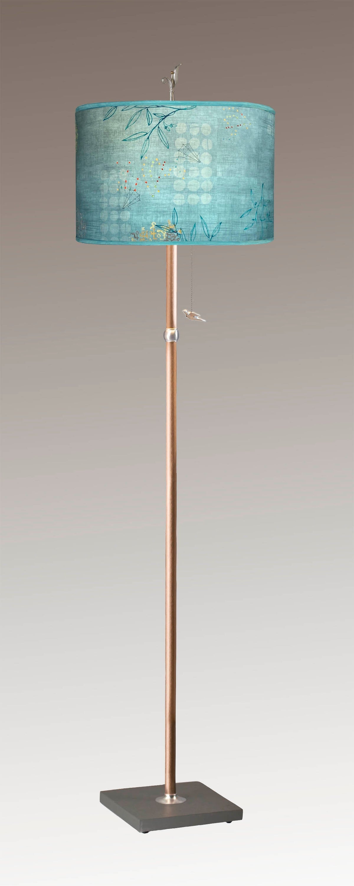 Janna Ugone &amp; Co Floor Lamp Copper Floor Lamp with Large Drum Shade in Journeys in Jasper