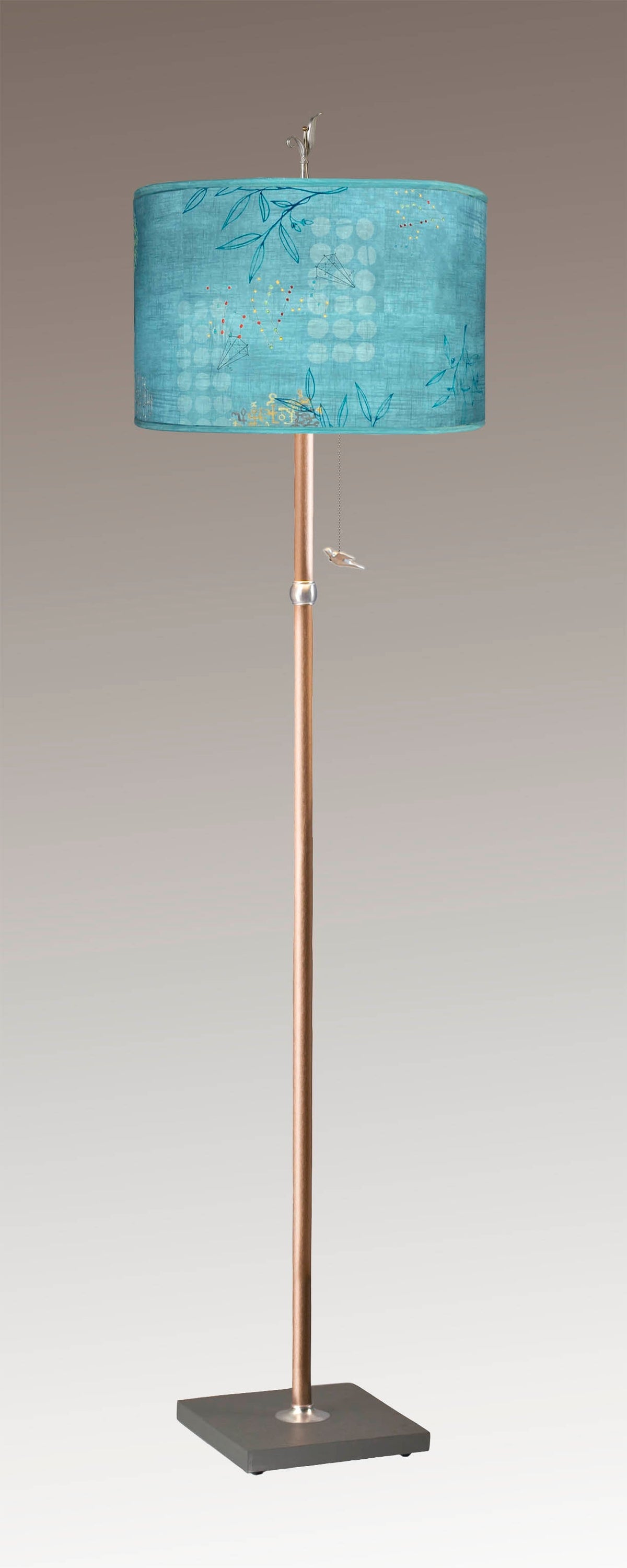 Janna Ugone &amp; Co Floor Lamp Copper Floor Lamp with Large Drum Shade in Journeys in Jasper