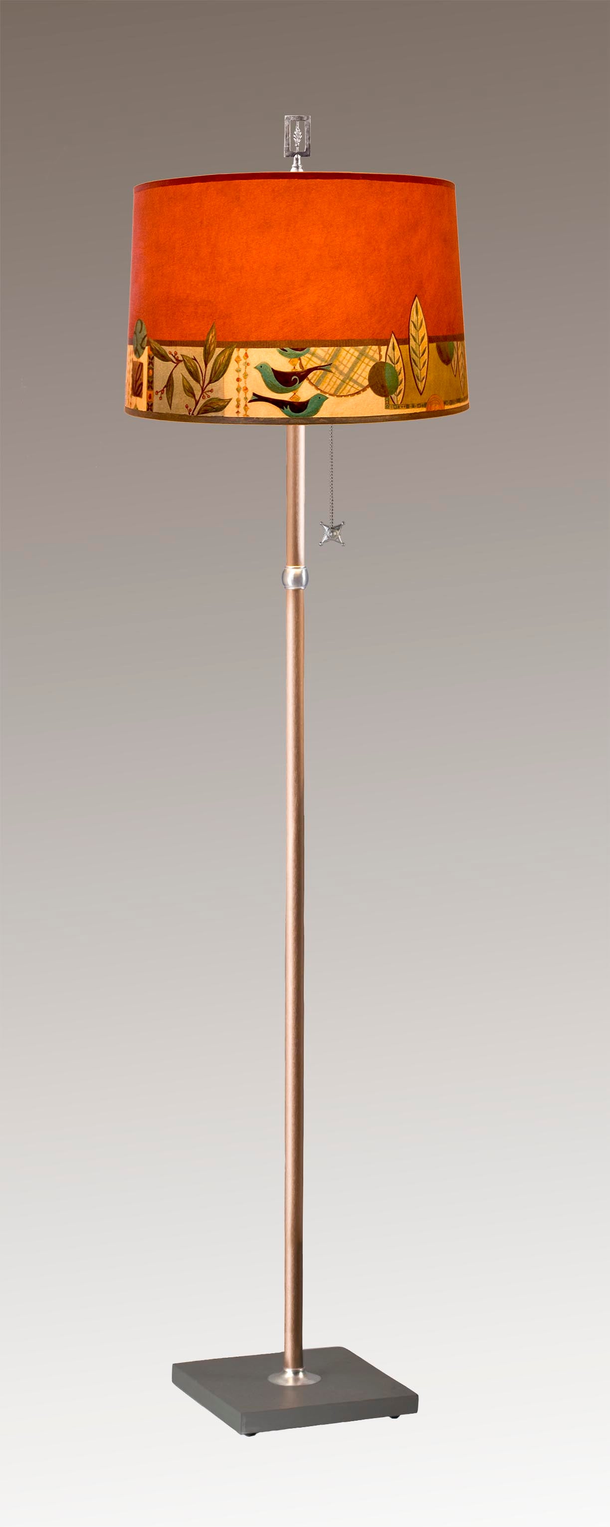 Janna Ugone & Co Floor Lamp Copper Floor Lamp with Large Drum Shade in New Capri