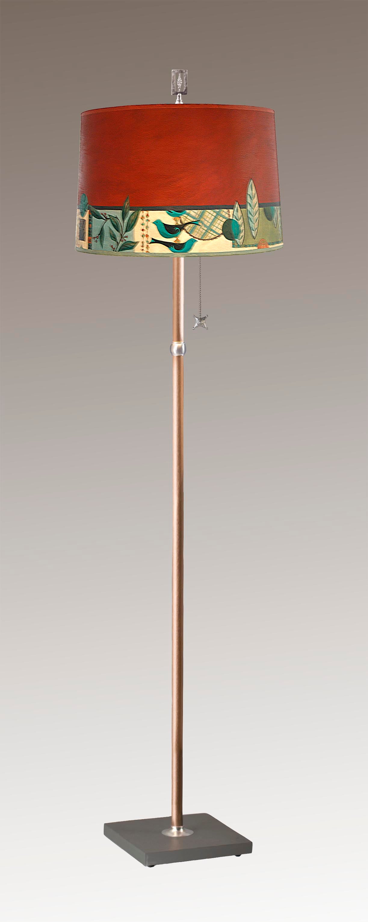 Janna Ugone & Co Floor Lamp Copper Floor Lamp with Large Drum Shade in New Capri