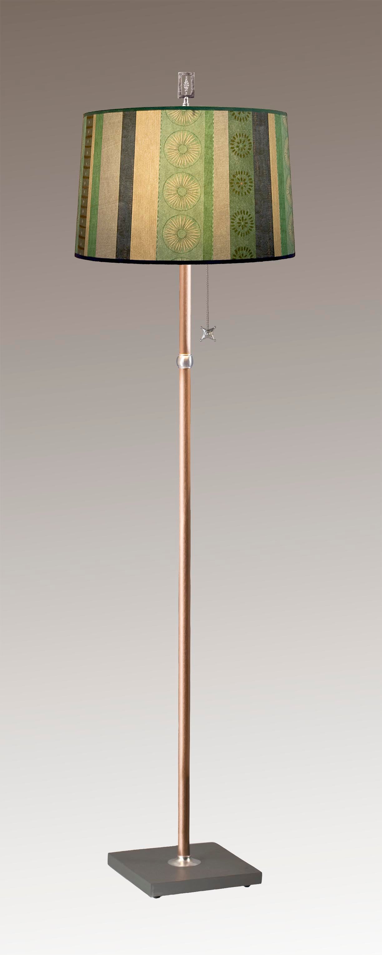 Janna Ugone & Co Floor Lamp Copper Floor Lamp with Large Drum Shade in Serape Waters