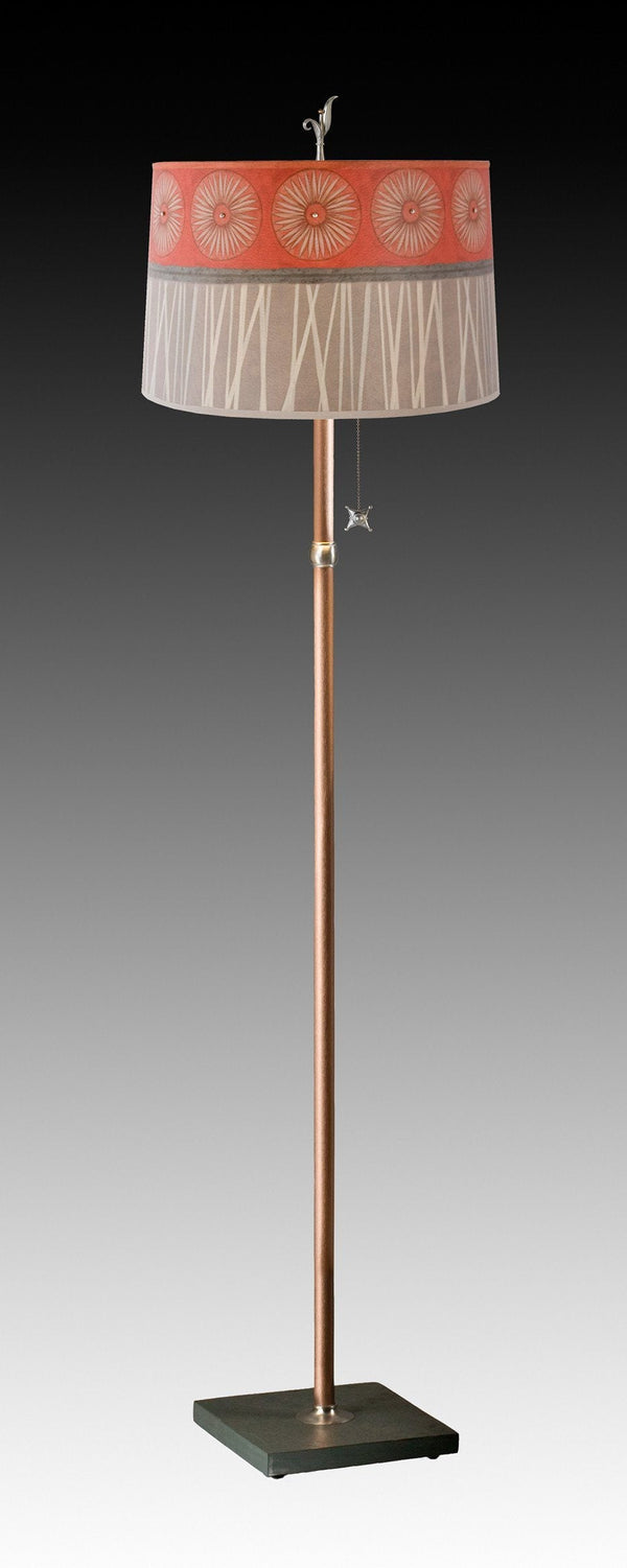 Copper Floor Lamp with Large Drum Shade in Tang - Janna Ugone & Co