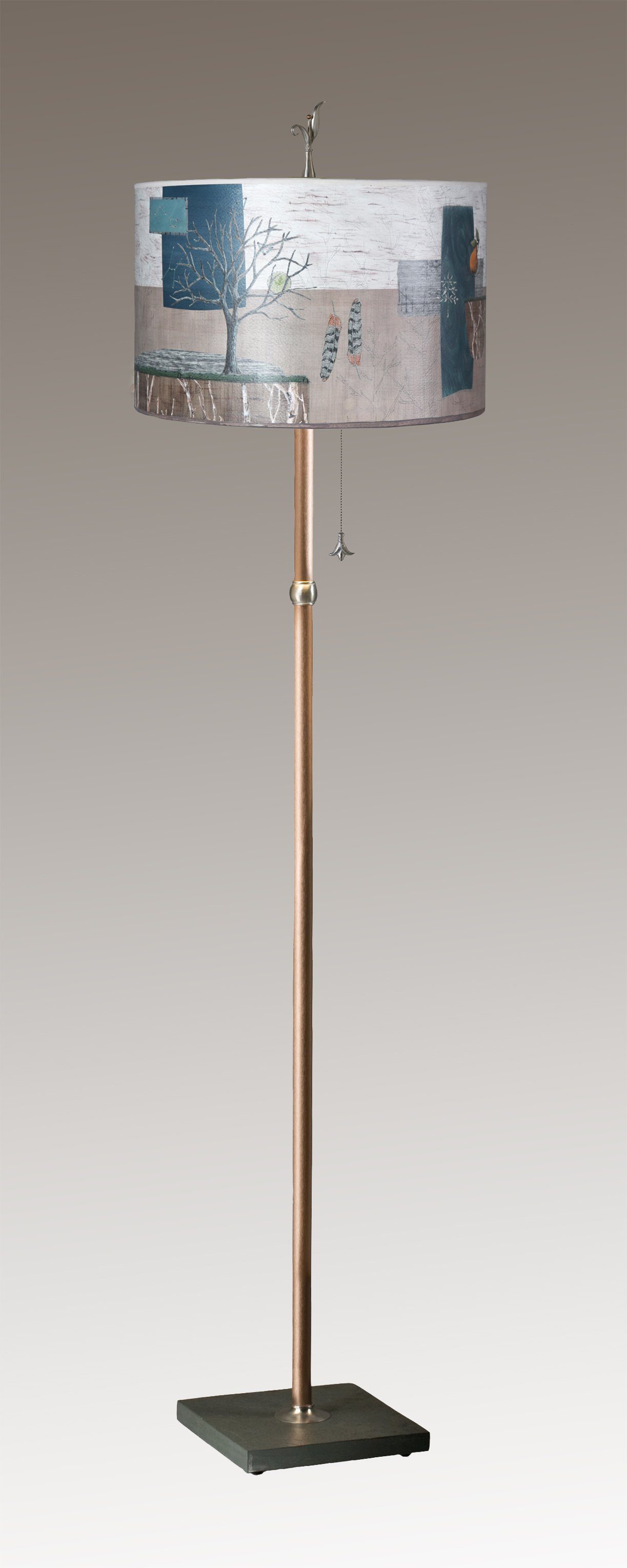 Janna Ugone & Co Floor Lamps Copper Floor Lamp with Large Drum Shade in Wander in Drift