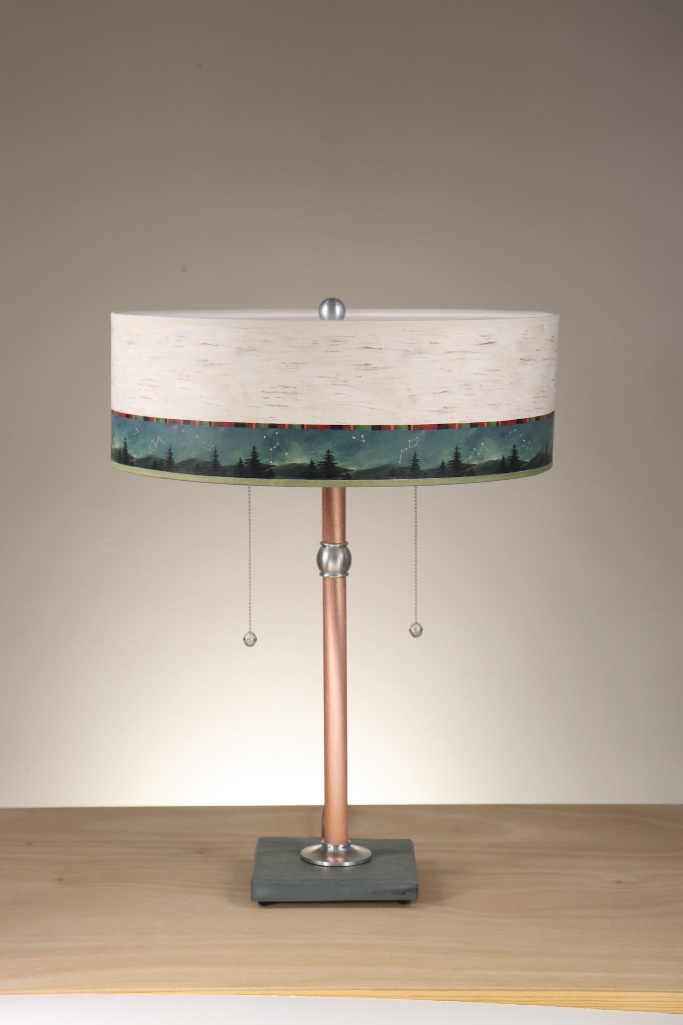 Janna Ugone & Co Table Lamps Copper Table Lamp with 16" Skinny Drum Shade in Birch Midnight