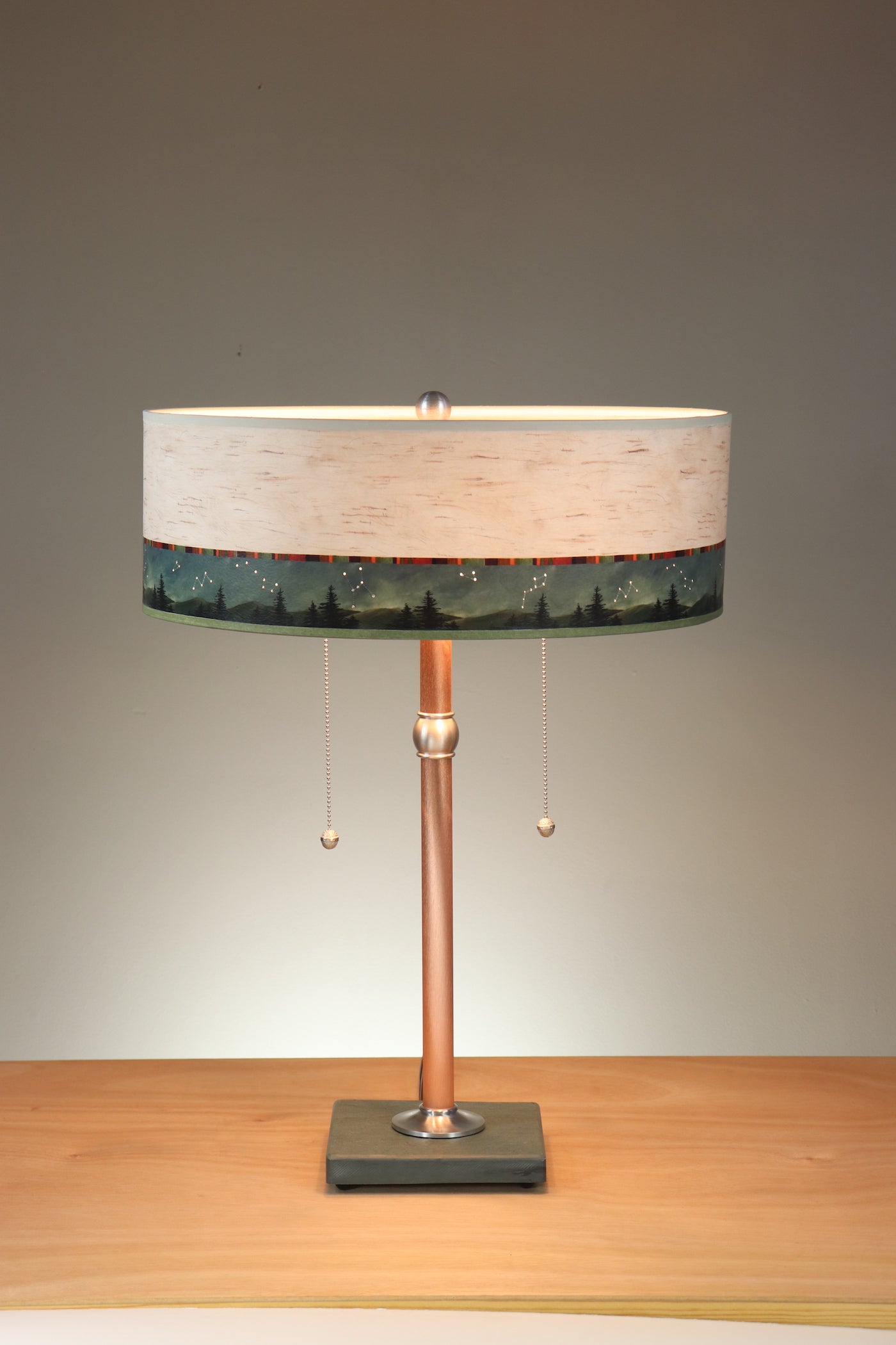 Janna Ugone & Co Table Lamps Copper Table Lamp with 16" Skinny Drum Shade in Birch Midnight