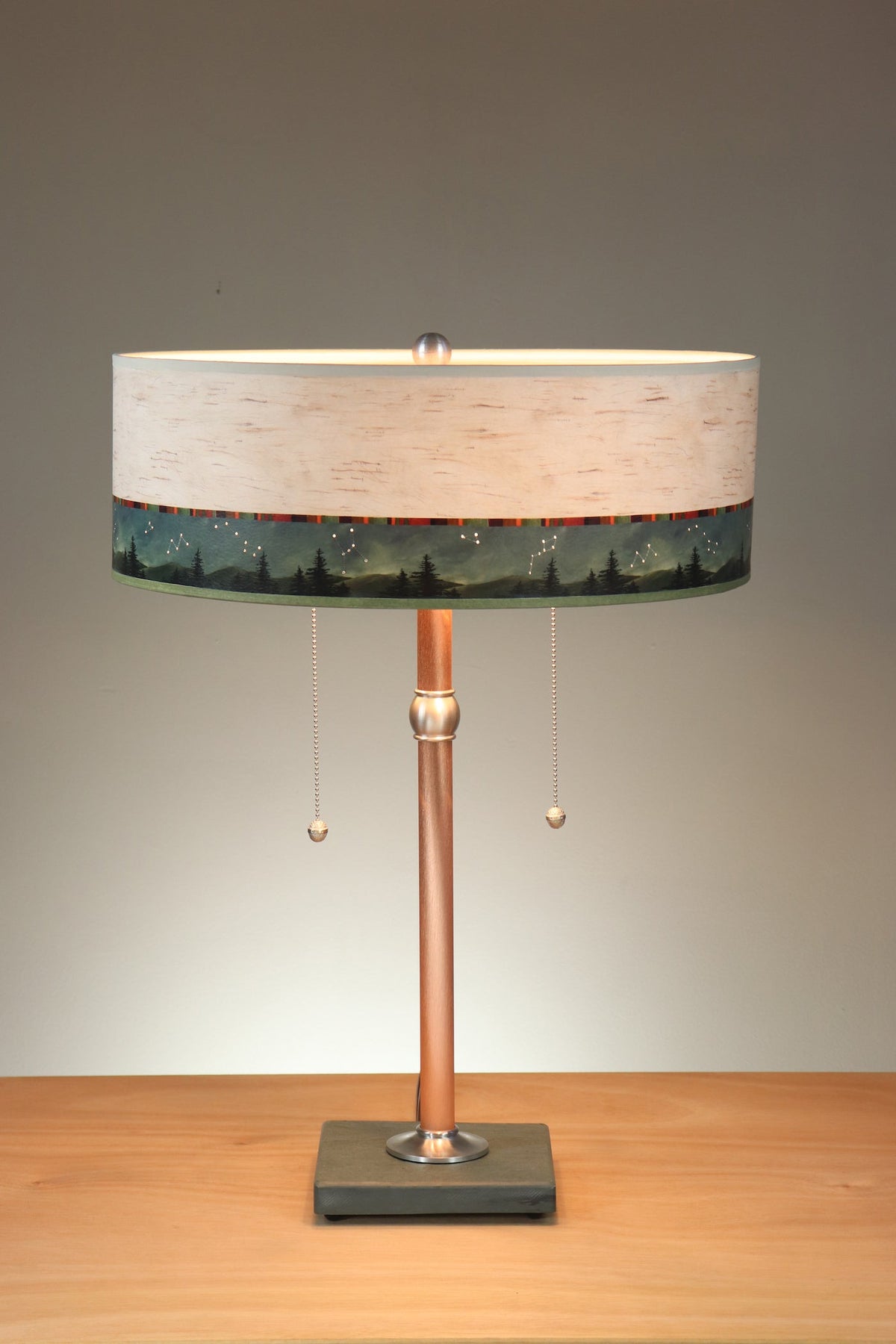 Janna Ugone &amp; Co Table Lamps Copper Table Lamp with 18&quot; Skinny Drum Shade in Birch Midnight
