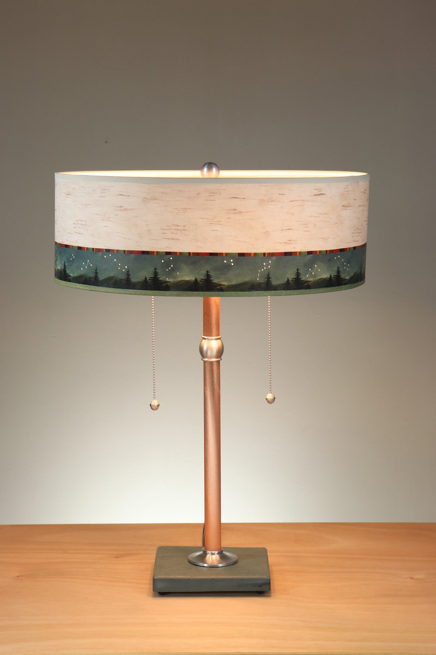 Janna Ugone & Co Table Lamps Copper Table Lamp with 18" Skinny Drum Shade in Birch Midnight