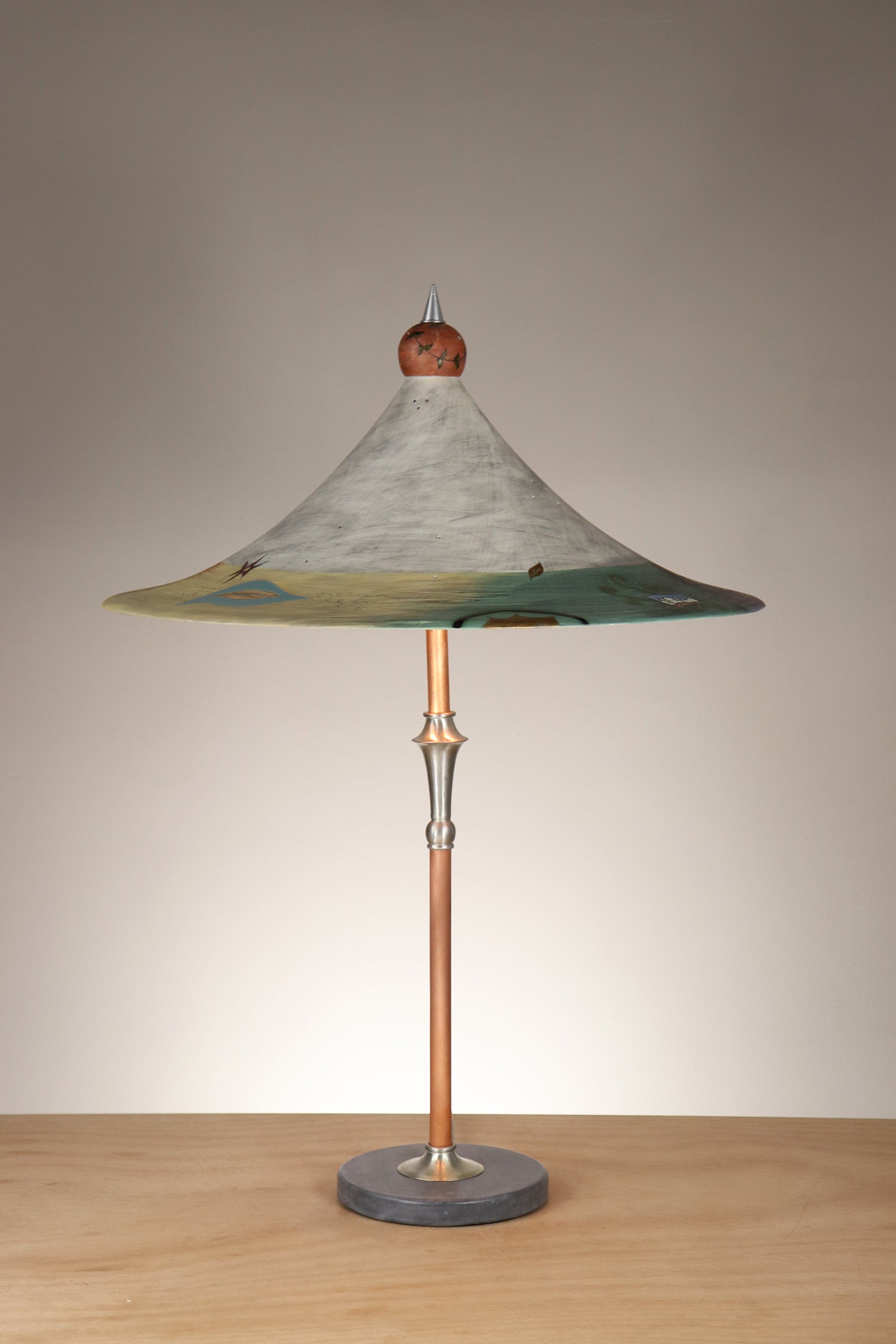 Janna Ugone & Co Copper Table Lamp with Ceramic Bella Shade in British Border in Ash