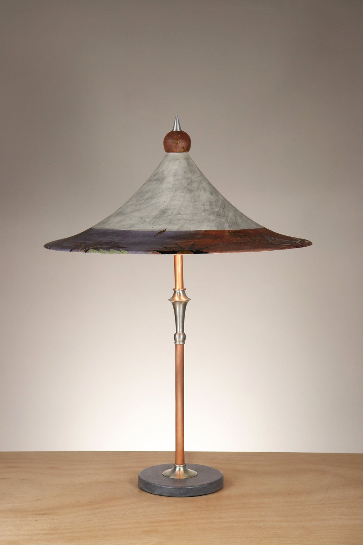 Janna Ugone &amp; Co Copper Table Lamp with Ceramic Bella Shade in British Border in Ash
