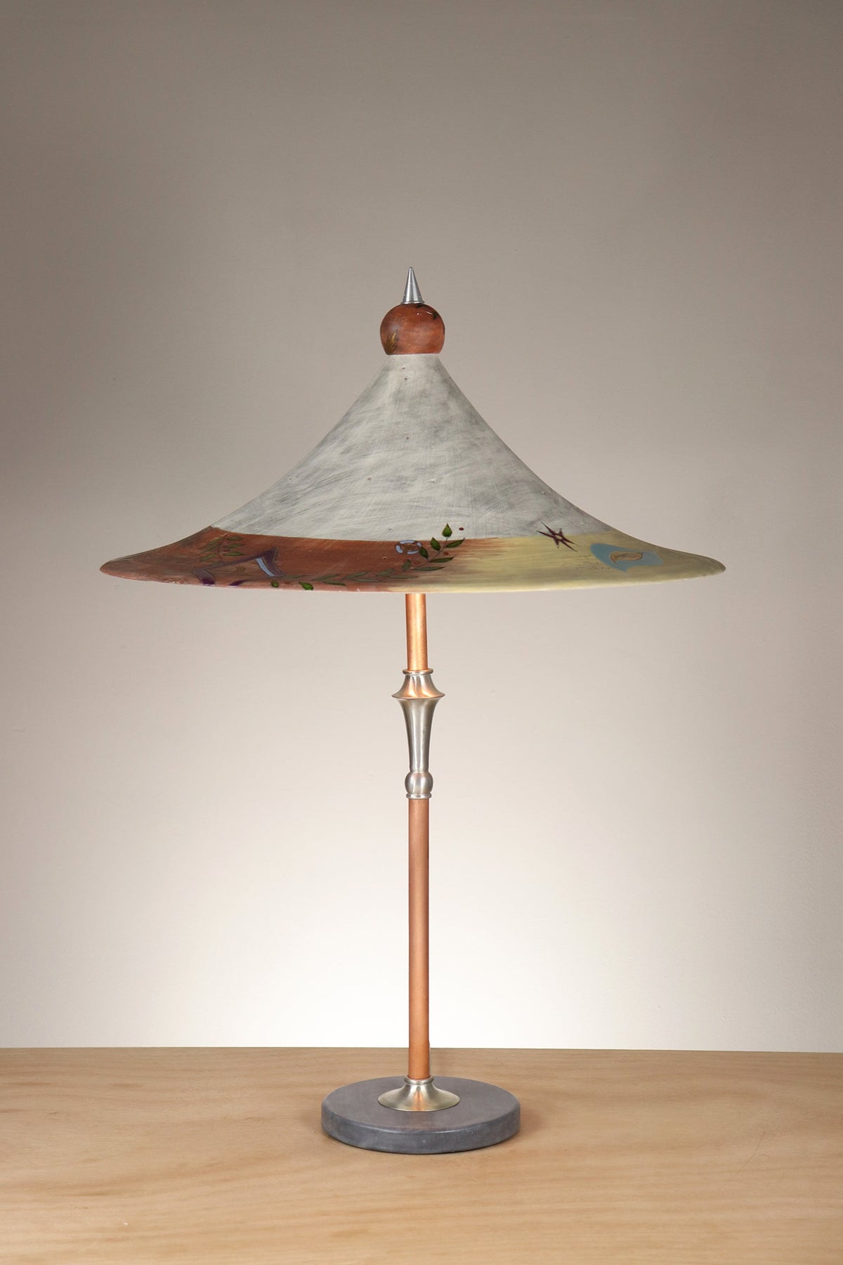 Janna Ugone &amp; Co Copper Table Lamp with Ceramic Bella Shade in British Border in Ash