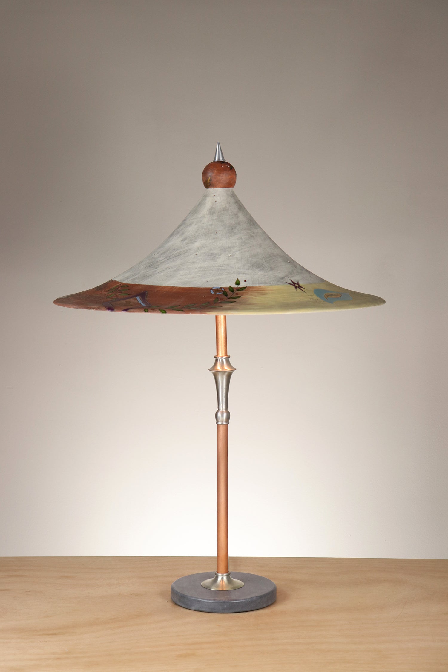 Janna Ugone & Co Copper Table Lamp with Ceramic Bella Shade in British Border in Ash