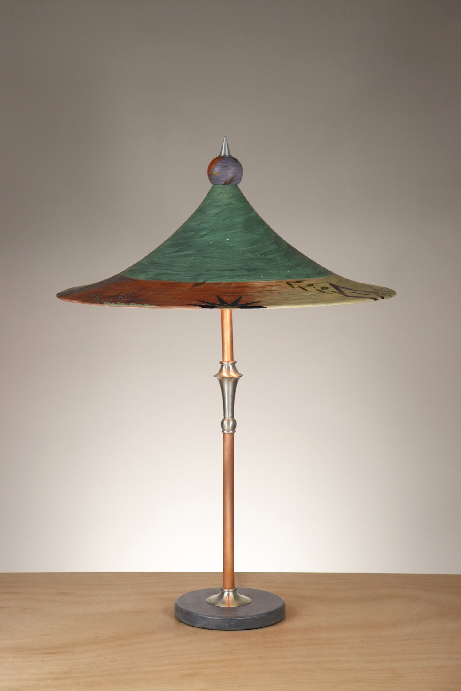 Janna Ugone & Co Copper Table Lamp with Ceramic Bella Shade in British Border in Green