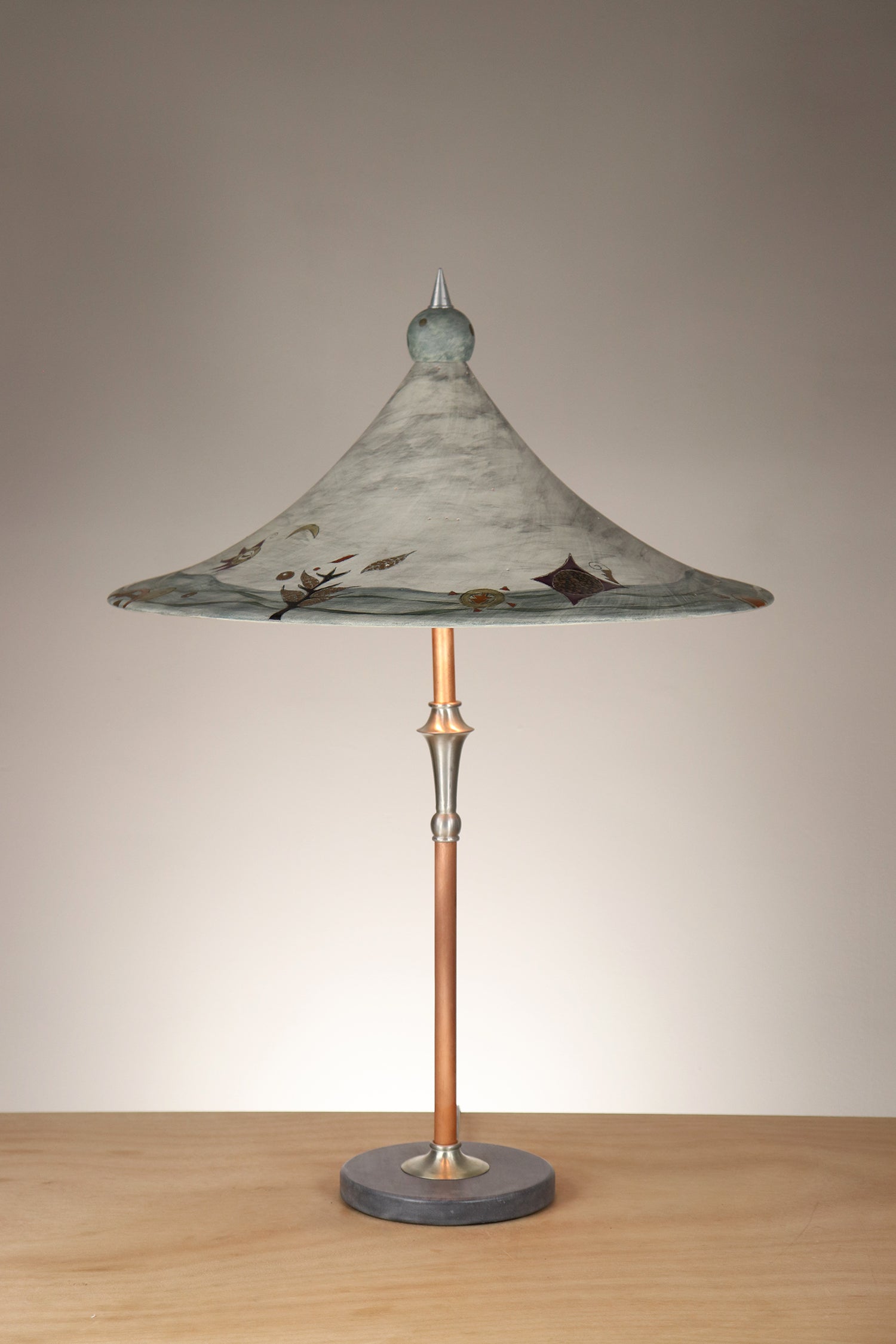 Janna Ugone & Co Copper Table Lamp with Ceramic Bella Shade in Madrid Border
