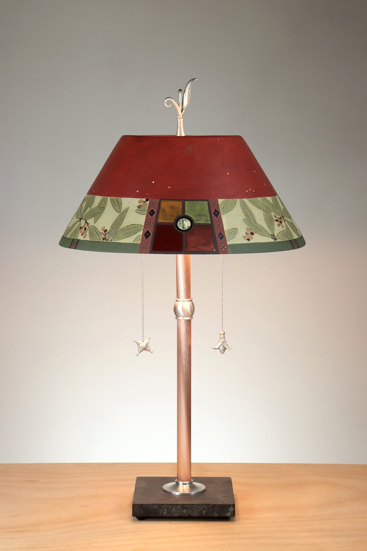 Janna Ugone &amp; Co Copper Table Lamp with Ceramic Bouillotte Shade in Mountain Laurel in Redwood