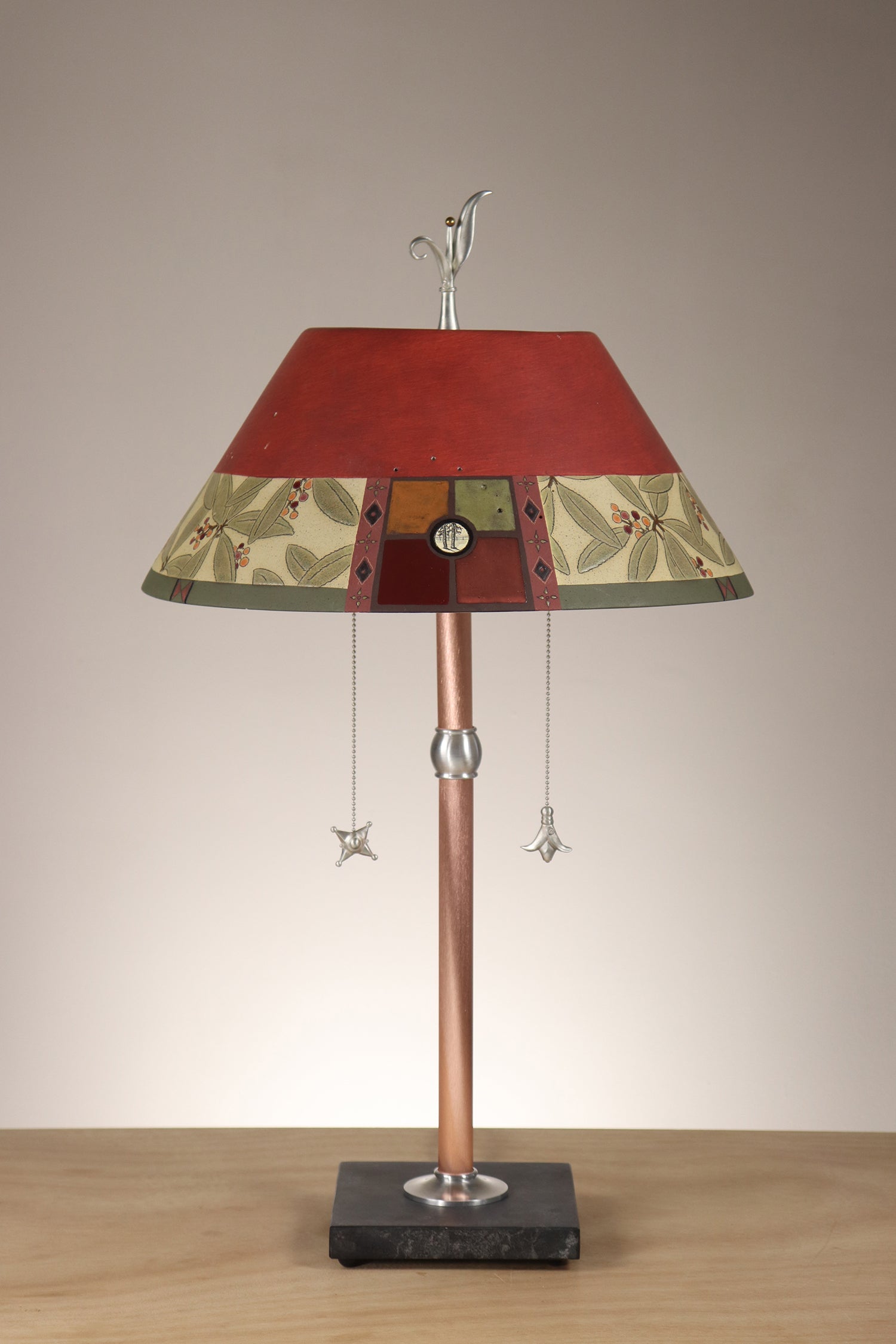 Janna Ugone & Co Copper Table Lamp with Ceramic Bouillotte Shade in Mountain Laurel in Redwood