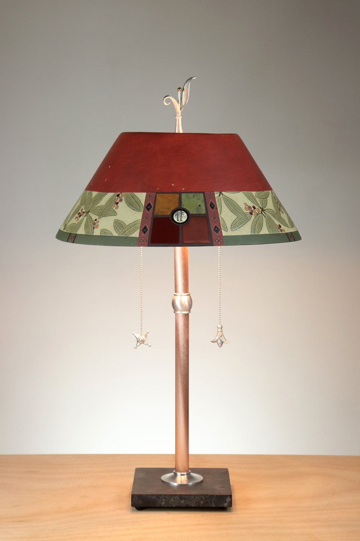 Janna Ugone &amp; Co Copper Table Lamp with Ceramic Bouillotte Shade in Mountain Laurel in Redwood