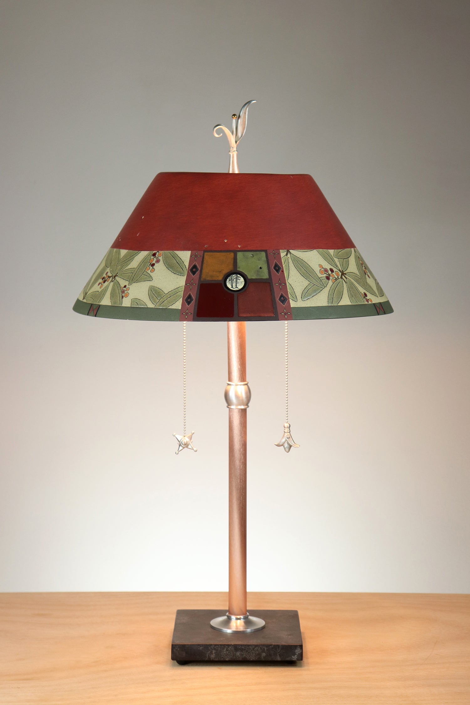 Janna Ugone & Co Copper Table Lamp with Ceramic Bouillotte Shade in Mountain Laurel in Redwood