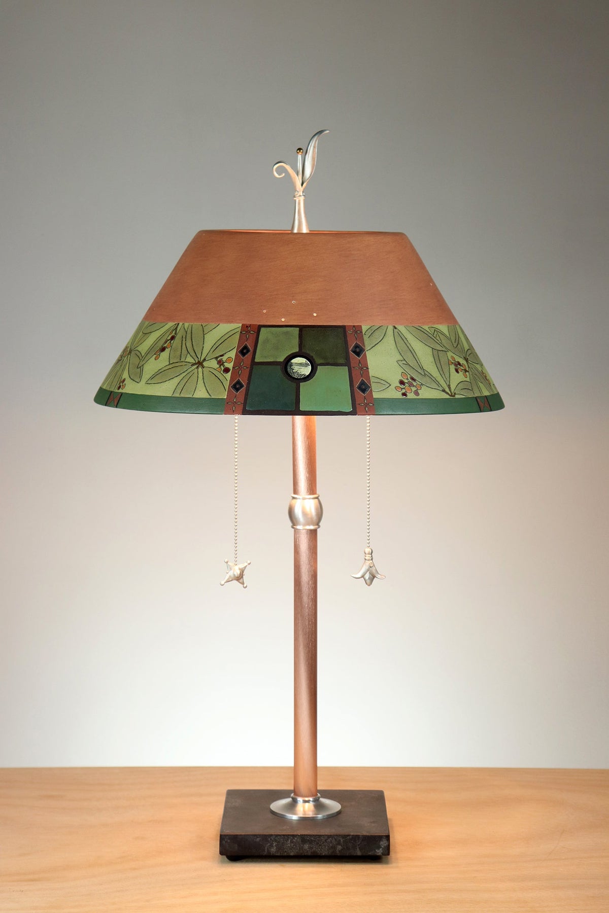 Janna Ugone &amp; Co Copper Table Lamp with Ceramic Bouillotte Shade in Mountain Laurel in Spice