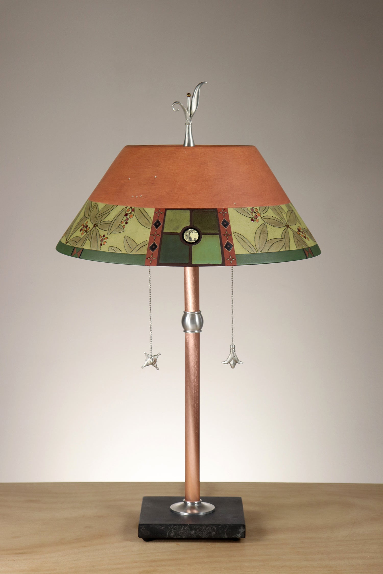 Janna Ugone & Co Copper Table Lamp with Ceramic Bouillotte Shade in Mountain Laurel in Spice