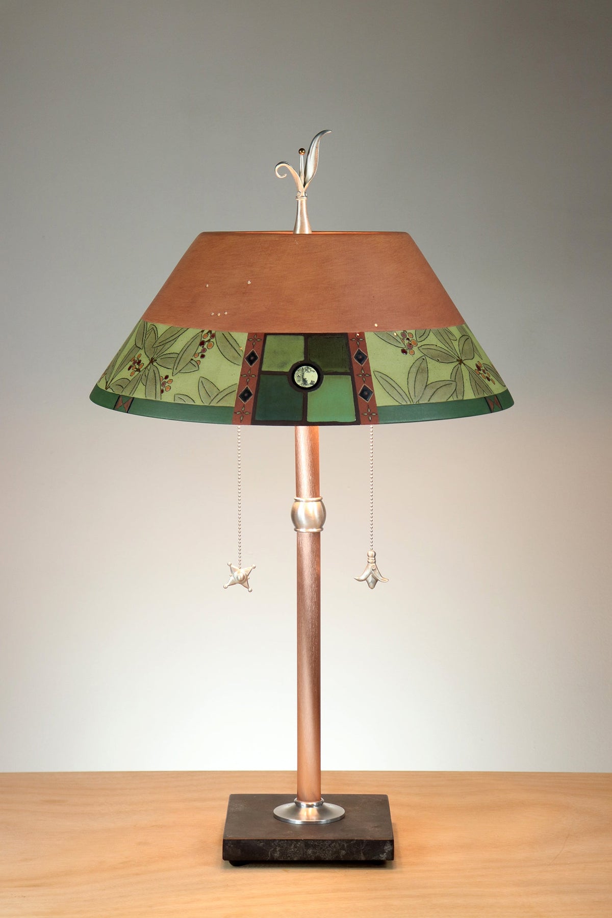 Janna Ugone &amp; Co Copper Table Lamp with Ceramic Bouillotte Shade in Mountain Laurel in Spice