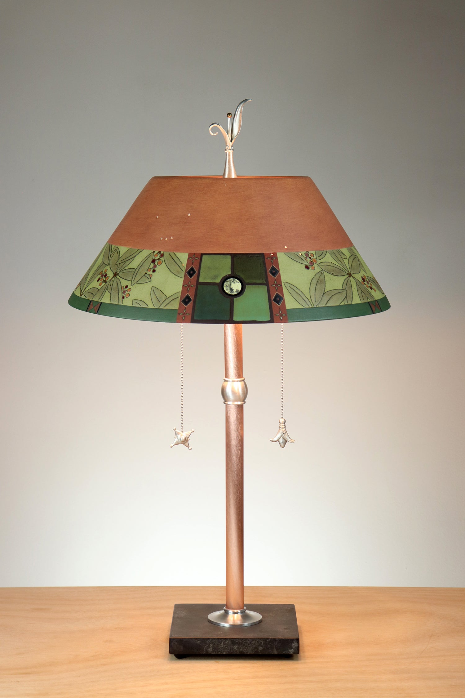 Janna Ugone & Co Copper Table Lamp with Ceramic Bouillotte Shade in Mountain Laurel in Spice