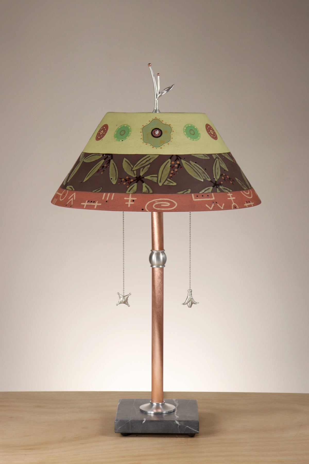 Janna Ugone &amp; Co Copper Table Lamp with Ceramic Bouillotte Shade in Strata