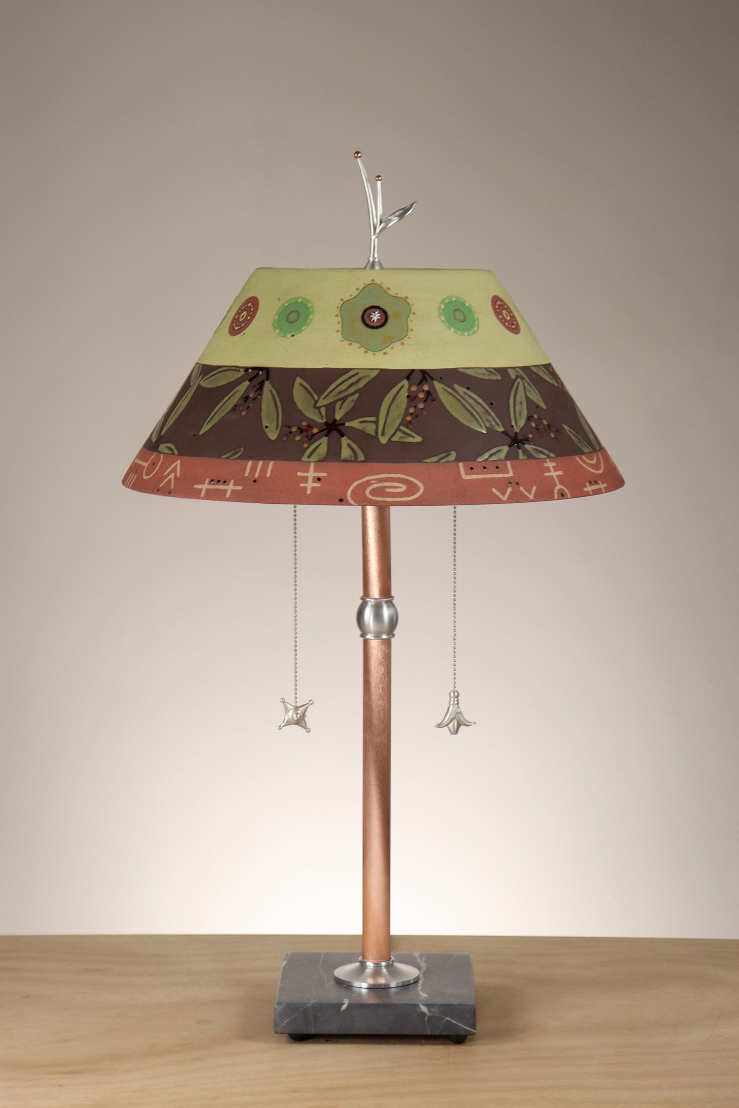 Janna Ugone & Co Copper Table Lamp with Ceramic Bouillotte Shade in Strata