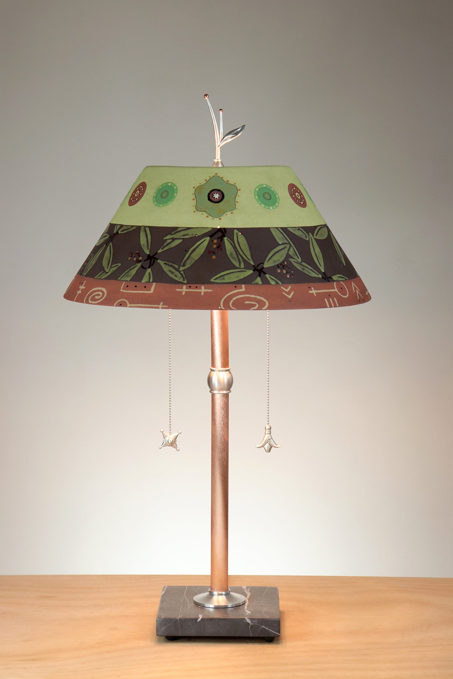 Janna Ugone & Co Copper Table Lamp with Ceramic Bouillotte Shade in Strata
