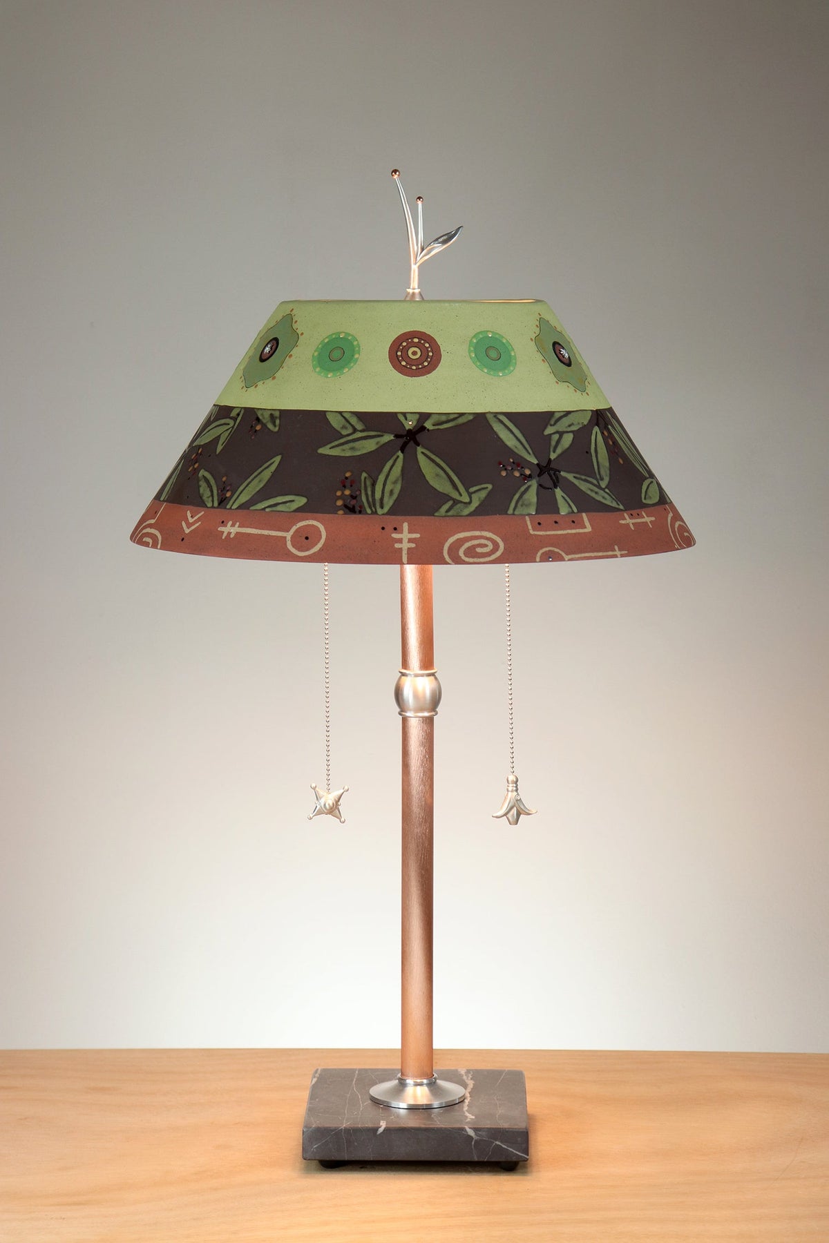 Janna Ugone &amp; Co Copper Table Lamp with Ceramic Bouillotte Shade in Strata