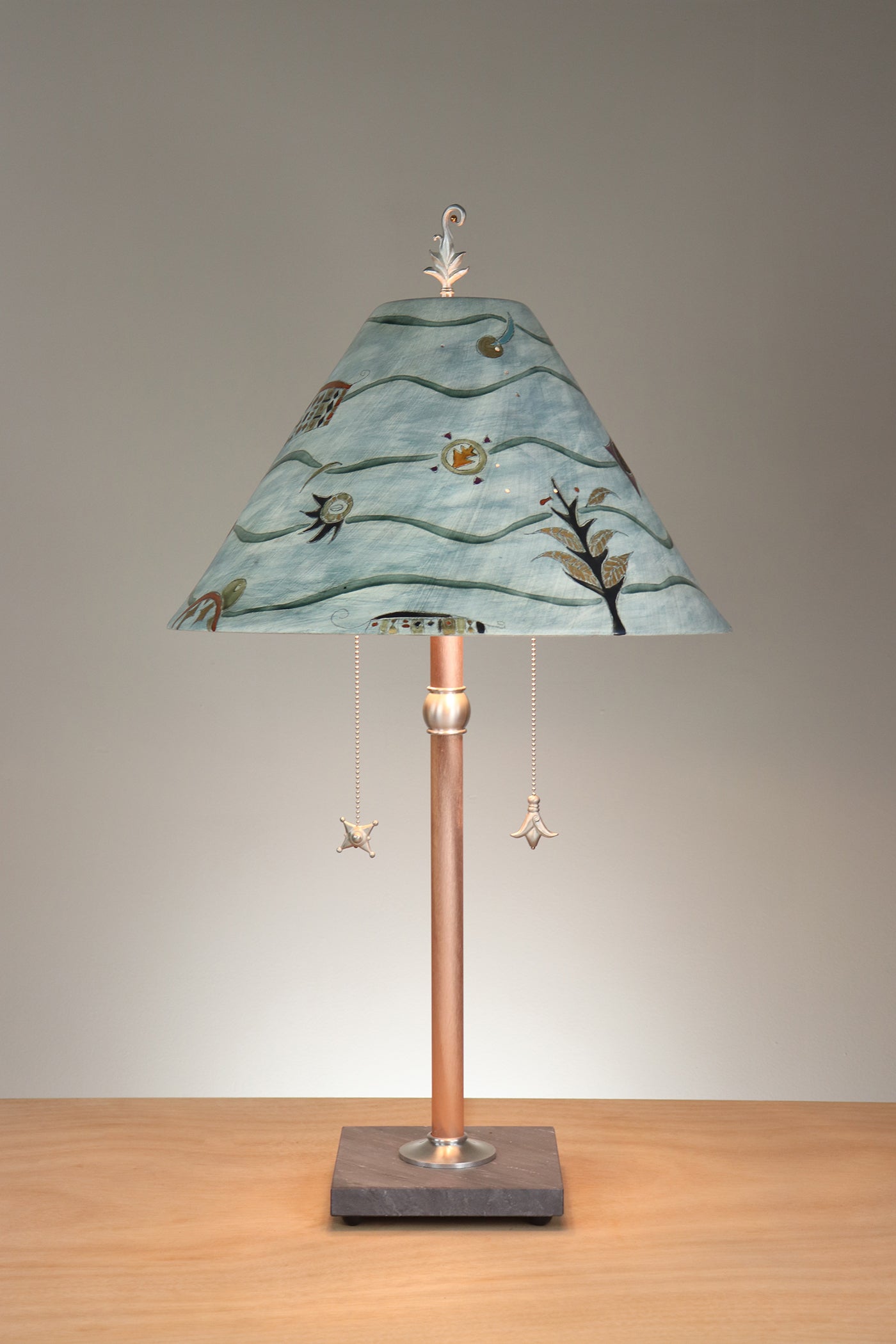 Janna Ugone & Co Floor Lamp Copper Table Lamp with Large Conical Ceramic Shade in Madrid